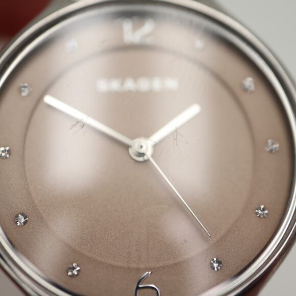 Skagen Anita Champagne Diamond 30mm Watch Silver Tone Metal Mesh w New Battery - Picture 9 of 16